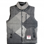 Upcycled Harris Tweed Padded Gilet with Leather Trim (HTMGLT2XL2)