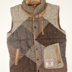 Upcycled Harris Tweed Padded Gilet with Leather Trim (HTMGLT2XL6)