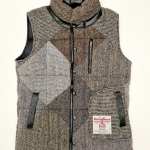 Upcycled Harris Tweed Padded Gilet with Leather Trim (HTMGLTS2)