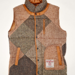 Upcycled Harris Tweed Padded Gilet with Leather Trim (HTMGLTXL4)