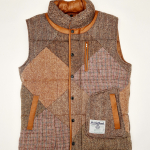 Upcycled Harris Tweed Padded Gilet with Leather Trim (HTMGLTXL5)