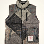 Upcycled Harris Tweed Padded Gilet with Leather Trim (HTMGLTXL16)