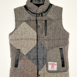 Upcycled Harris Tweed Padded Gilet with Leather Trim (HTMGLTXL17)