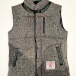 Upcycled Harris Tweed Padded Gilet with Leather Trim (HTMGLTXL19)
