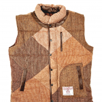 Upcycled Harris Tweed Padded Gilet with Leather Trim (HTMGLT4XL13)