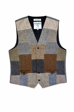 Upcycled Harris Tweed Patchwork Waistcoat (HTMWPXL2)
