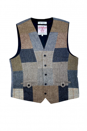 Upcycled Harris Tweed Patchwork Waistcoat (HTMWPXL3)