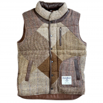 Upcycled Harris Tweed Padded Gilet with Leather Trim (HTMGLTL6)