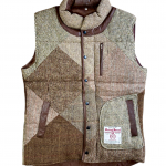 Upcycled Harris Tweed Padded Gilet with Leather Trim (HTMGLTL8)