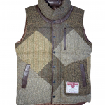 Upcycled Harris Tweed Padded Gilet with Leather Trim (HTMGLTS6)