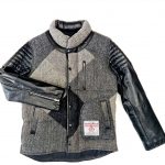 Upcycled Harris Tweed Jacket with Leather Sleeves (HTMJLSS1)