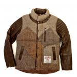 Upcycled Harris Tweed Jacket with Leather Sleeves (HTMJLSS4)