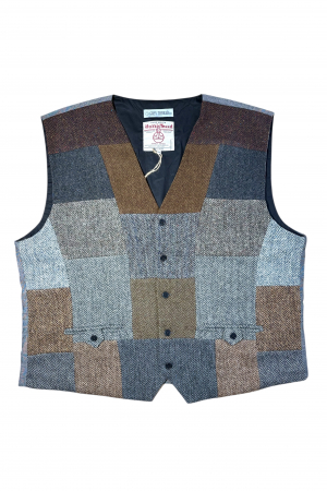 Upcycled Harris Tweed Patchwork Waistcoat (HTMWP6XL2)