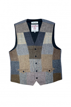 Upcycled Harris Tweed Patchwork Waistcoat (HTMWPXL6)