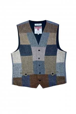 Upcycled Harris Tweed Patchwork Waistcoat (HTMWPXL7)