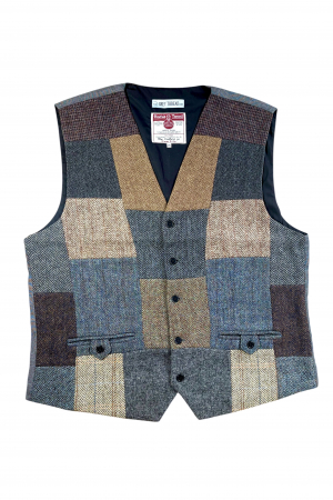 Upcycled Harris Tweed Patchwork Waistcoat (HTMWP3XL6)