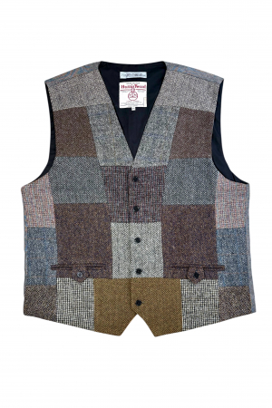 Upcycled Harris Tweed Patchwork Waistcoat (HTMWP3XL3)