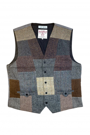 Upcycled Harris Tweed Patchwork Waistcoat (HTMWP3XL1)