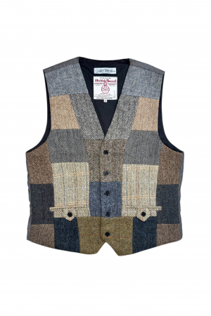 Upcycled Harris Tweed Patchwork Waistcoat (HTMWPM4)