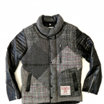 Upcycled Harris Tweed Jacket with Leather Sleeves (HTMJLSS5)