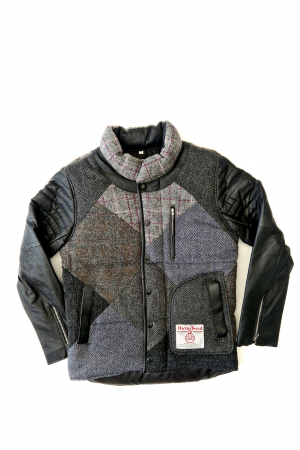 Upcycled Harris Tweed Jacket with Leather Sleeves (HTMJLSS7)