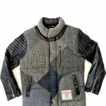 Upcycled Harris Tweed Jacket with Leather Sleeves (HTMJLSM6)