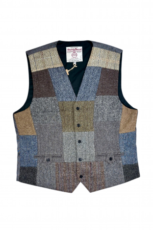 Upcycled Harris Tweed Patchwork Waistcoat (HTMWP2XL1)