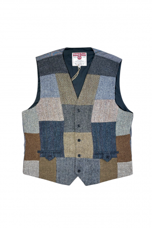 Upcycled Harris Tweed Patchwork Waistcoat (HTMWP2XL2)