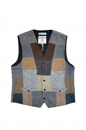 Upcycled Harris Tweed Patchwork Waistcoat (HTMWP2XL3)