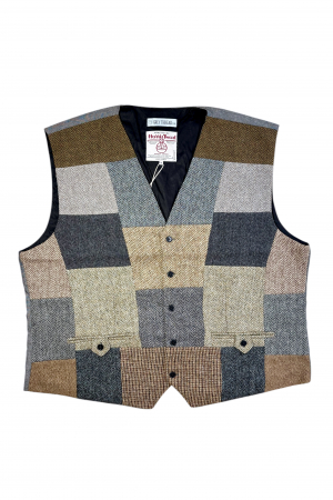 Upcycled Harris Tweed Patchwork Waistcoat (HTMWP7XL1)