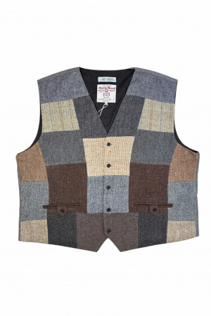 Upcycled Harris Tweed Patchwork Waistcoat (HTMWP8XL1)