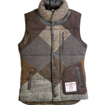 Upcycled Harris Tweed Ladies Padded Gilet with Leather Trim (HTWGLTL1)