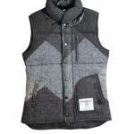 Upcycled Harris Tweed Ladies Padded Gilet with Leather Trim (HTWGLTL2)