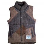 Upcycled Harris Tweed Ladies Padded Gilet with Leather Trim (HTWGLTL5)