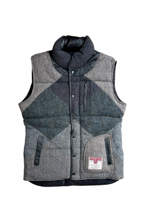 Upcycled Harris Tweed Ladies Padded Gilet with Leather Trim (HTWGLT4XL1)