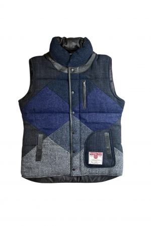 Upcycled Harris Tweed Ladies Padded Gilet with Leather Trim (HTWGLT4XL3)